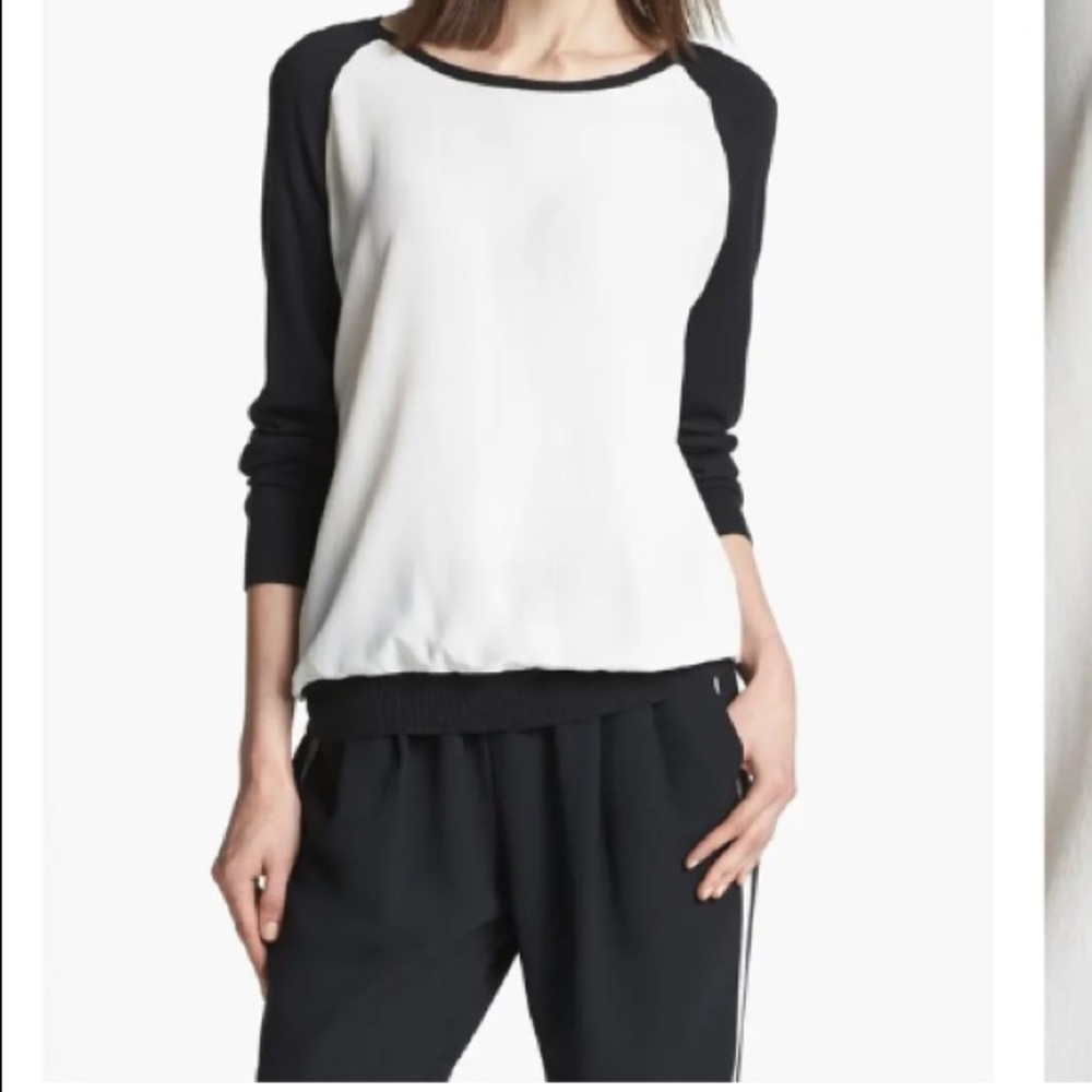 Joie mixed media silk sweater